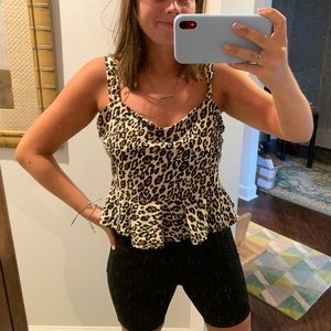 Forever 21 Stretchy Cheetah Peplum Top